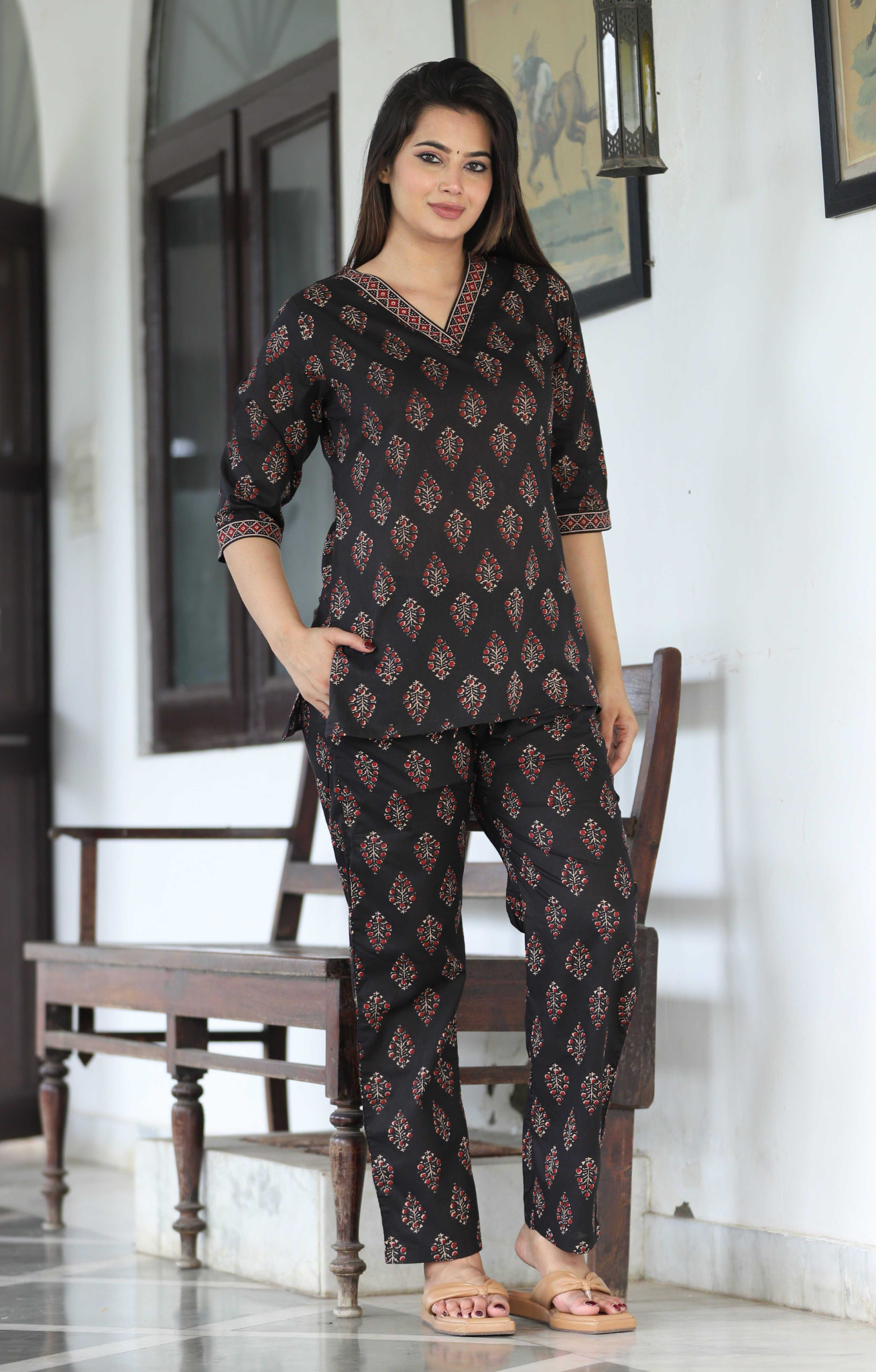 Printed Cotton Tunic With Trouser Co-Ords