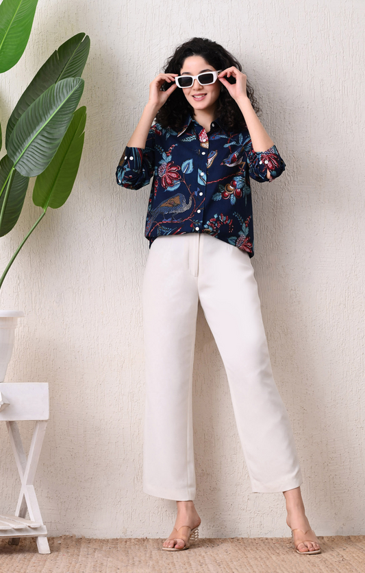 Women Standard Slim Fit Floral Opaque Printed Casual Shirt