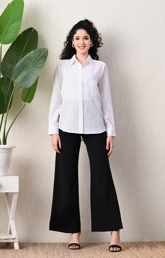 VAIMIYA Women's  White Cotton Shirt